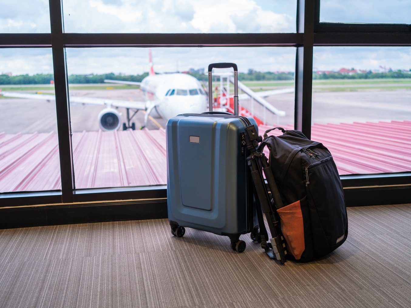 Airport luggage in airport terminal.